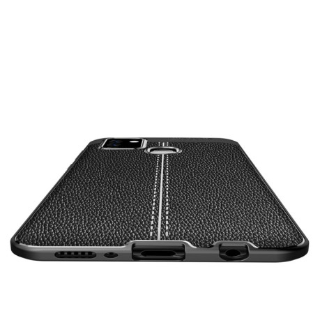 Противоударный чехол Litchi Texture на Samsung Galaxy A21s - черный