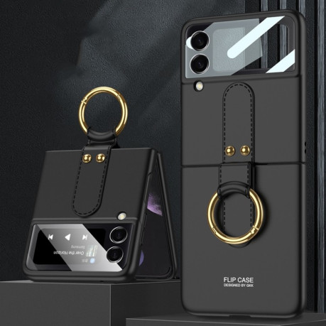 Противоударный чехол GKK Ultra-thin with Ring Holder для Samsung Galaxy Z Flip3 5G - черный