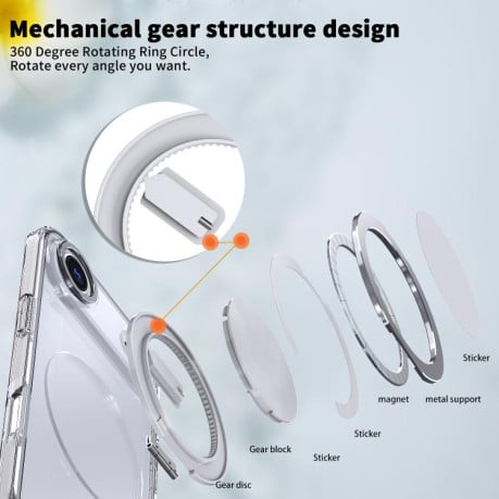 Чохол Kalebol з підставкою 360 та MagSafe на iPhone Air - прозорий
