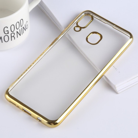 Ультратонкий силиконовый чехол Electroplating Soft на Samsung Galaxy A20 / A30-золотой