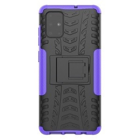 Противоударный чехол Tire Texture на Samsung Galaxy A71 - фиолетовый