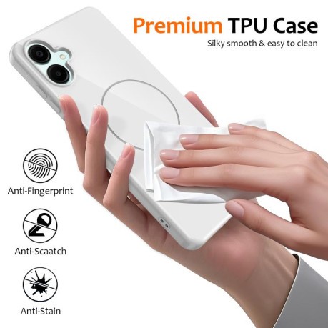 Противоударный чехол Glossy TPU Shockproof MagSafe на Samsung Galaxy А06 5G - белый