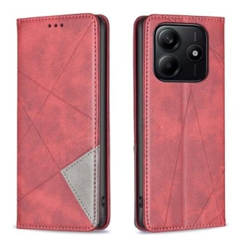 Чехол-книжка Rhombus Texture для Xiaomi Redmi Note 14 4G - красный