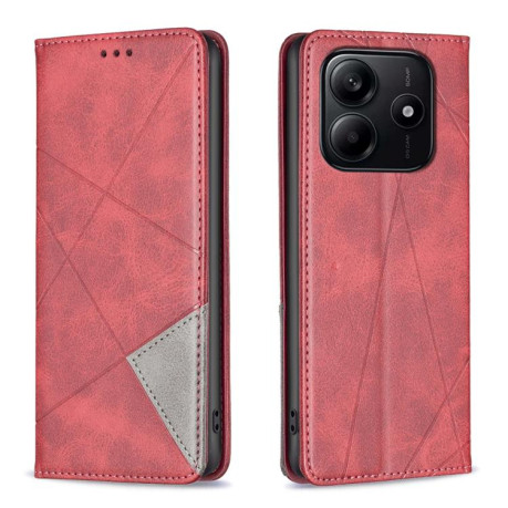 Чохол-книжка Rhombus Texture для Xiaomi Redmi Note 14 4G - червоний