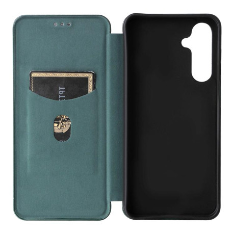 Чехол-книжка Carbon Fiber Texture на Samsung Galaxy M16 5G / F16 5G - зеленый