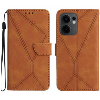 Чехол-книжка Stitching Embossed Leather для OPPO Reno13 F/Reno13 FS - коричневый