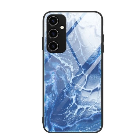 Противоударный стеклянный чехол Marble Pattern Glass на Samsung Galaxy A54 5G - Blue Ocean