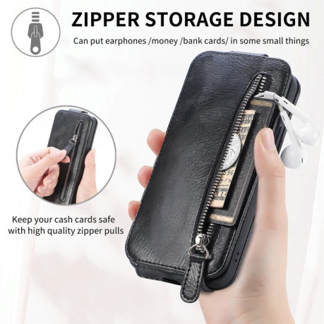 Флип-чехол Zipper Wallet Vertical для OPPO A17 - черный