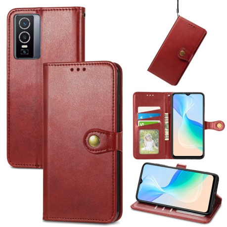 Чохол-книжка Retro Solid Color на Vivo Y76 5G - червоний