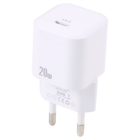 Швидкісний зарядний пристрій 20W PD USB-C/Type-C Interface Fast Charging Charger, Specification: EU Plug - білий