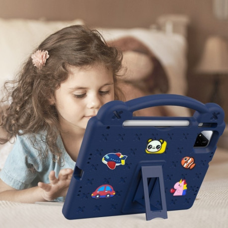 Противоударный чехол EVA Handle Kickstand Children для Xiaomi Pad 7 / 7 Pro 2024 - синий
