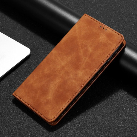 Чехол-книжка Retro Skin Feel Business Magnetic на Xiaomi Redmi Poco C55/Redmi 12C/11A - коричневый