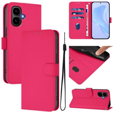 Чехол-книжка с мягким покрытием (Skin Feel) со шнурком на Infinix Smart 10 4G - пурпурно-красный