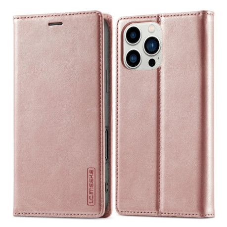 Чохол-книжка LCIMEEKE Strong для iPhone 16 Pro - рожеве золото