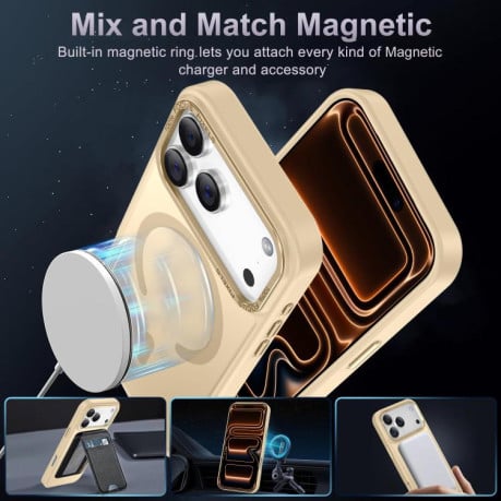 Чохол Xdcase з металевою рамкою камери та функцією MagSafe для iPhone 17 Pro — золотий