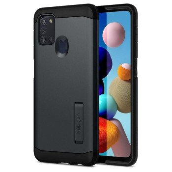 Оригинальный чехол Spigen Tough Armor для Samsung Galaxy A21s Metal Slate