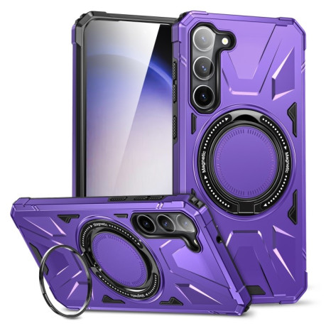 Противоударный чехол HTM MagSafe Magnetic Shockproof Phone Case with Ring Holder для Samsung Galaxy S24 5G - фиолетовый