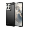 Противоударный чехол Brushed Texture Carbon Fiber на Motorola Edge 50 Pro - черный