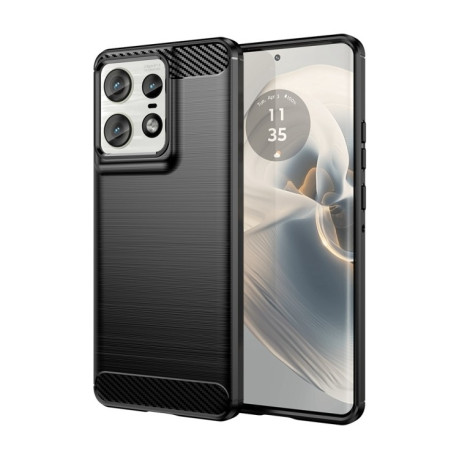 Протиударний чохол Brushed Texture Carbon Fiber на Motorola Edge 50 Pro - чорний