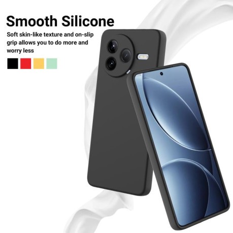 Силиконовый чехол Solid Color Liquid Silicone на Xiaomi Poco F7 Pro - черный