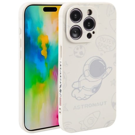 Противоударный чехол Astronaut Pattern Silicone Straight Edge для iPhone 16 Pro - Flying Astronaut-White