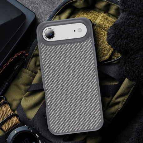 Ударозащитный чехол Carbon Fiber Texture Skin-feel Acrylic TPU на iPhone Air - серый