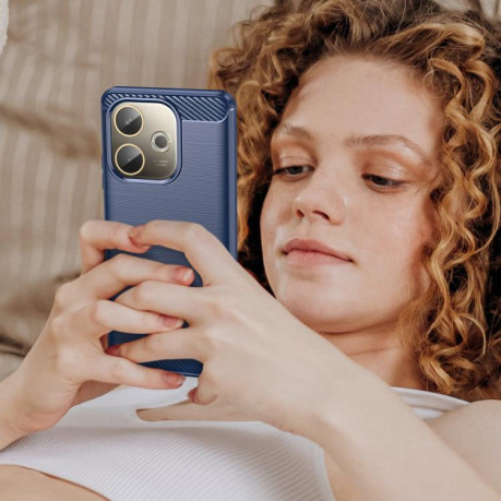 Противоударний чехол Brushed Texture Carbon Fiber на OPPO A5 Pro 5G Global - синій