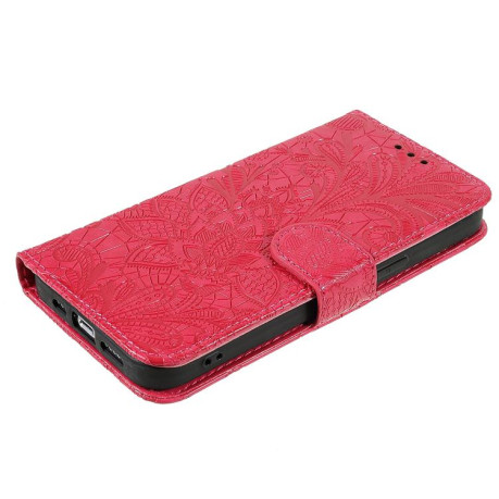 Чехол-книжка Lace Flower Embossing для Motorola Edge 60 Fusion 5G - красный