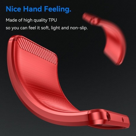 Противоударный чехол Brushed Texture Carbon Fiber на Motorola Edge 50 Neo - красный