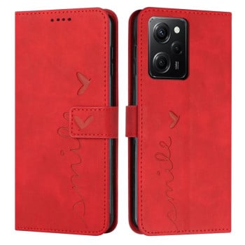 Чехол-книжка Skin Feel Heart Pattern для Xiaomi Redmi Note 12 Pro Speed / Poco X5 Pro 5G - красный