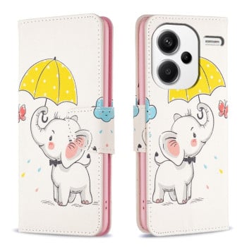 Чехол-книжка Colored Drawing Pattern для Xiaomi Redmi Note 13 Pro+ 5G - Elephant