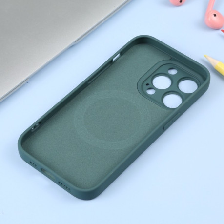 Противоударный чехол Liquid Silicone Full (Magsafe) для iPhone 15 Pro Max - зеленый