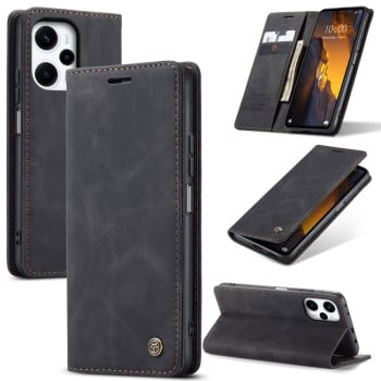 Чехол-книжка CaseMe-013 многофункциональный с кармашком для карт на Xiaomi Poco F5 5G/Redmi Note 12 Turbo 5G - черный