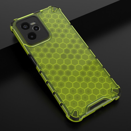 Противоударный чехол Honeycomb на Realme C35 - зеленый