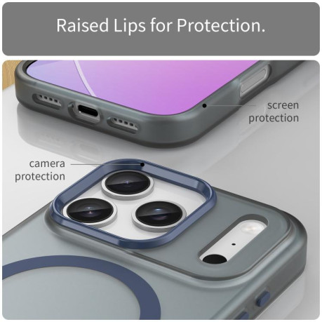 Противоударный чехол MagSafe Frosted Translucent TPU + PC для iPhone 17 Pro - синий