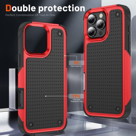 Протиударний чохол PC + TPU Shockproof Protective для iPhone 16 Pro - Red+Black