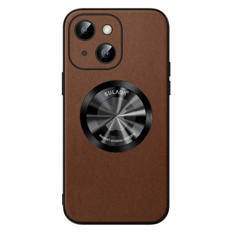 Кожаный чехол SULADA Microfiber Leather MagSafe Magnetic на iPhone 15 Plus - коричневый