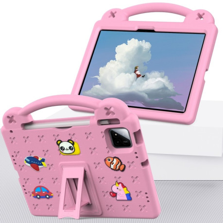 Противоударный чехол EVA Handle Kickstand Children для Xiaomi Pad 7 / 7 Pro 2024 - розовый