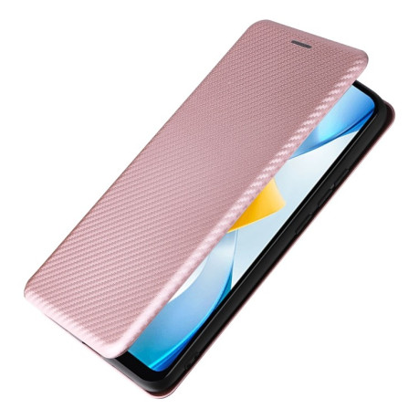 Чохол-книжка Carbon Fiber Texture на Xiaomi Poco C40/Redmi 10c - рожевий