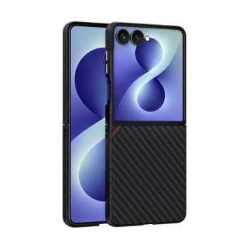 Карбоновый чехол ABEEL C Carbon Fiber Series фактура 6D Micro Relief с MagSafe на Samsung Galaxy Flip8 5G — чёрный/красный
