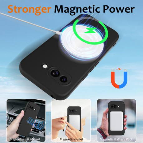 Силиконовый чехол Shockproof Silicone Magsafe для Google Pixel 9a - черный