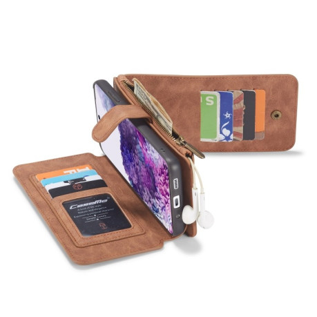 Кожаный чехол-кошелек CaseMe на Samsung Galaxy S20 Ultra - коричневый
