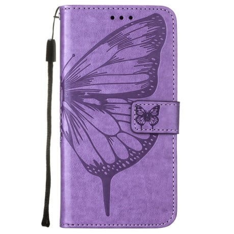 Чехол-книжка Embossed Butterfly для Samsung Galaxy M33 5G  - светло-фиолетовый