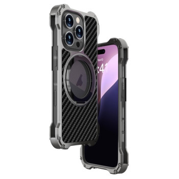 Чохол протиударний R-JUST RJ51-1 Hollow Rotating Holder Metal для iPhone 16 Pro - сірий