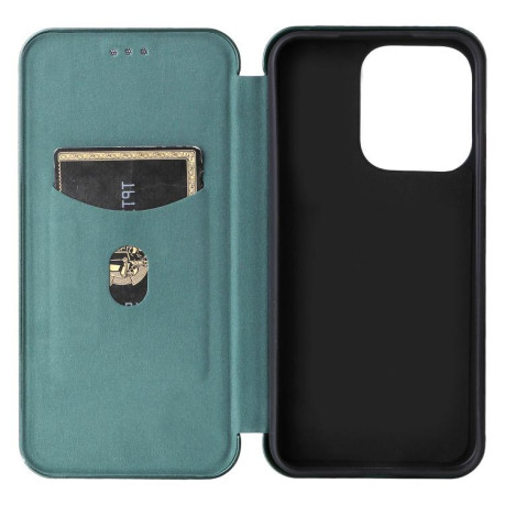 Чохол-книжка Carbon Fiber Texture на OPPO Reno14 Global / Reno14 F — зелений