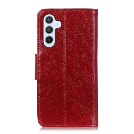 Чохол-книжка Mirren фактура &quot;Crazy Horse&quot; з магнітним хлястиком на Samsung Galaxy S25 FE 5G - червоний
