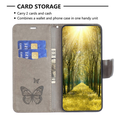 Чехол-книжка Butterflies Pattern для Samsung Galaxy M14 5G - серый
