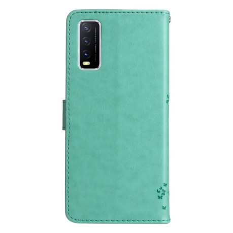 Чехол-книжка Cat Embossing Pattern на Vivo Y11s/Y12A/Y12s/Y20/Y20A/Y20s/Y20G/Y20SG - зеленый