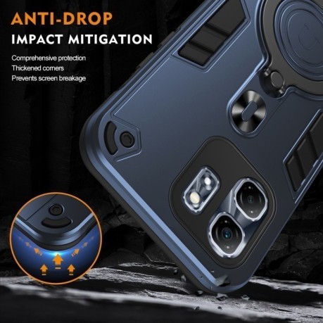 Ударозащитный чехол Metal Ring Holder 360 Degree Rotating на Infinix Hot 50i / Smart 9 - синий