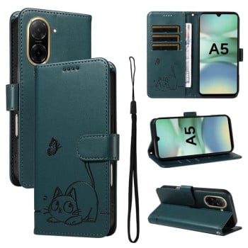 Чехол-книжка Happy Cat Pattern для Xiaomi Redmi A5 4G - зеленый